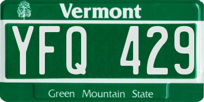 VT license plate YFQ429