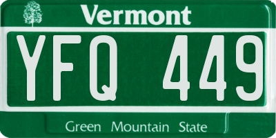 VT license plate YFQ449