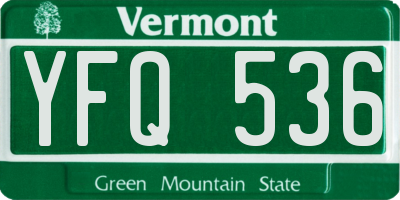 VT license plate YFQ536