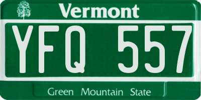 VT license plate YFQ557