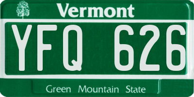 VT license plate YFQ626