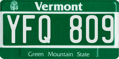 VT license plate YFQ809