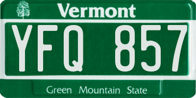 VT license plate YFQ857
