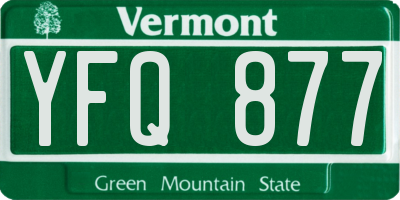 VT license plate YFQ877