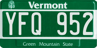VT license plate YFQ952
