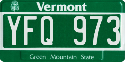 VT license plate YFQ973