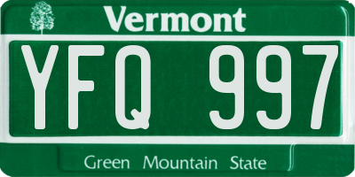 VT license plate YFQ997
