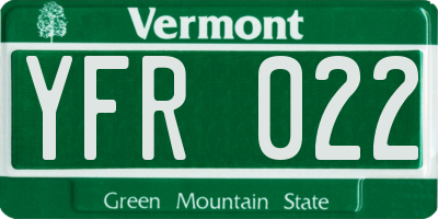 VT license plate YFR022