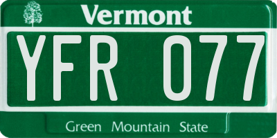 VT license plate YFR077