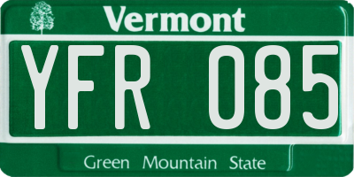 VT license plate YFR085
