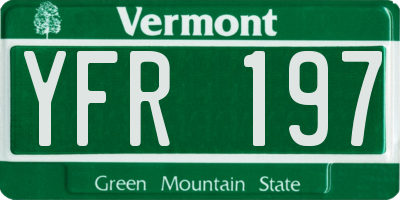 VT license plate YFR197