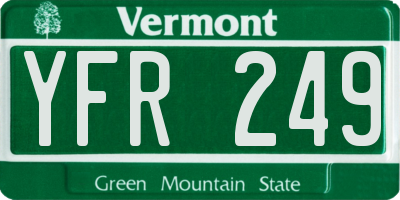 VT license plate YFR249
