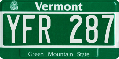 VT license plate YFR287