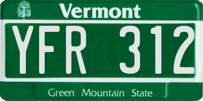 VT license plate YFR312