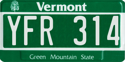 VT license plate YFR314