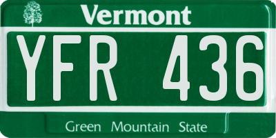 VT license plate YFR436
