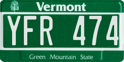 VT license plate YFR474