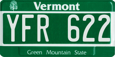 VT license plate YFR622