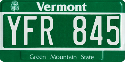 VT license plate YFR845