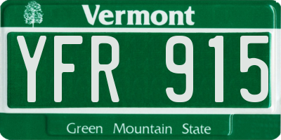 VT license plate YFR915