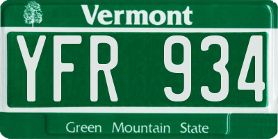 VT license plate YFR934