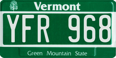 VT license plate YFR968