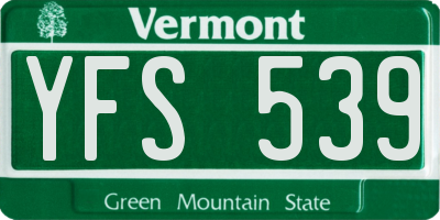 VT license plate YFS539