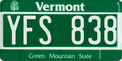 VT license plate YFS838