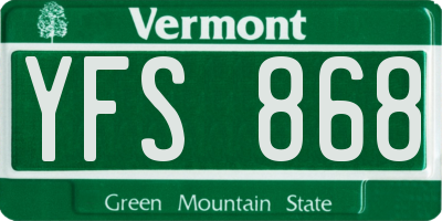 VT license plate YFS868
