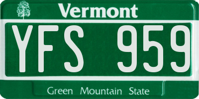 VT license plate YFS959