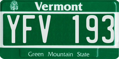 VT license plate YFV193
