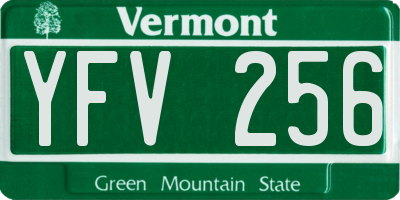 VT license plate YFV256