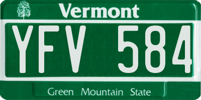 VT license plate YFV584
