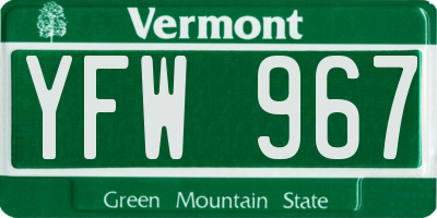 VT license plate YFW967