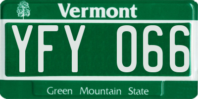 VT license plate YFY066