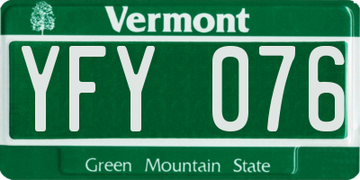 VT license plate YFY076