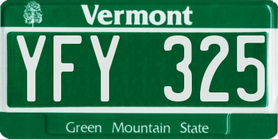 VT license plate YFY325