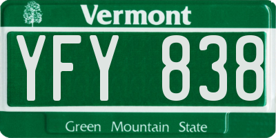 VT license plate YFY838