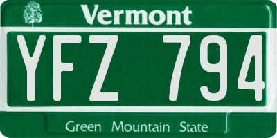 VT license plate YFZ794