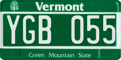 VT license plate YGB055