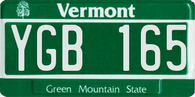 VT license plate YGB165