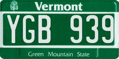 VT license plate YGB939