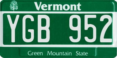 VT license plate YGB952