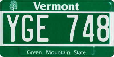 VT license plate YGE748