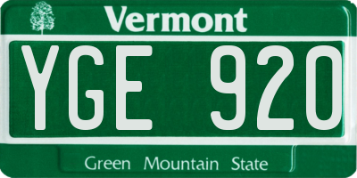 VT license plate YGE920