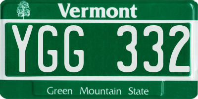 VT license plate YGG332