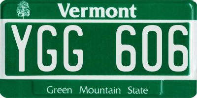 VT license plate YGG606