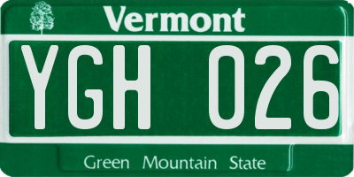 VT license plate YGH026