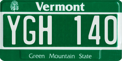VT license plate YGH140