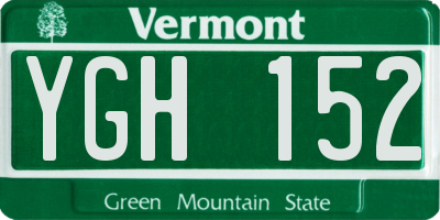 VT license plate YGH152